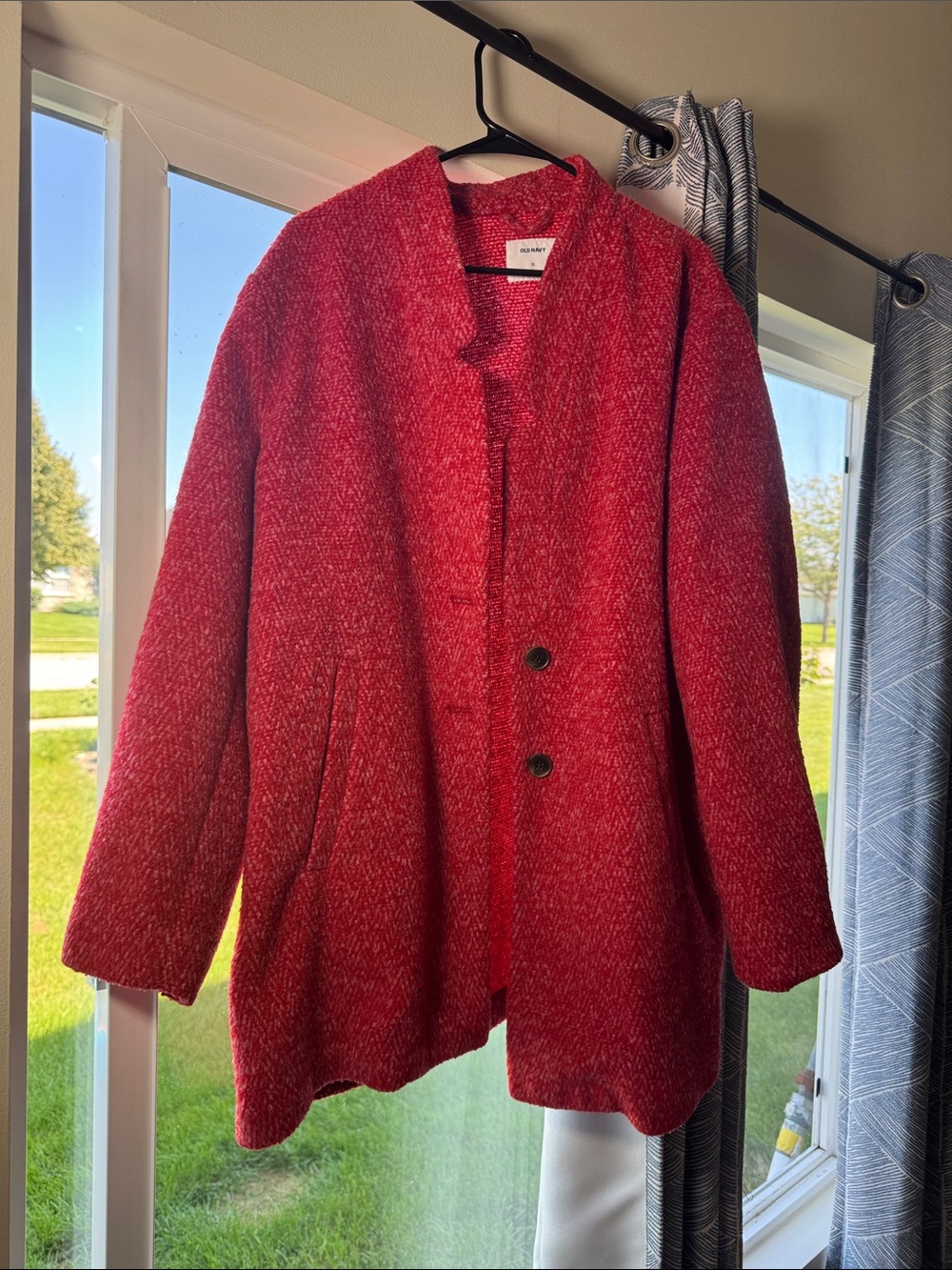 Old Navy Red Textured Open-Front Pea Coat
